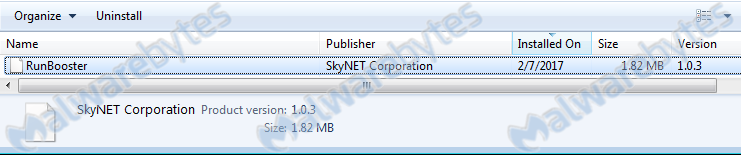 installed Adware.RunBooster