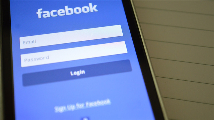 Facebook login screen on a mobile phone