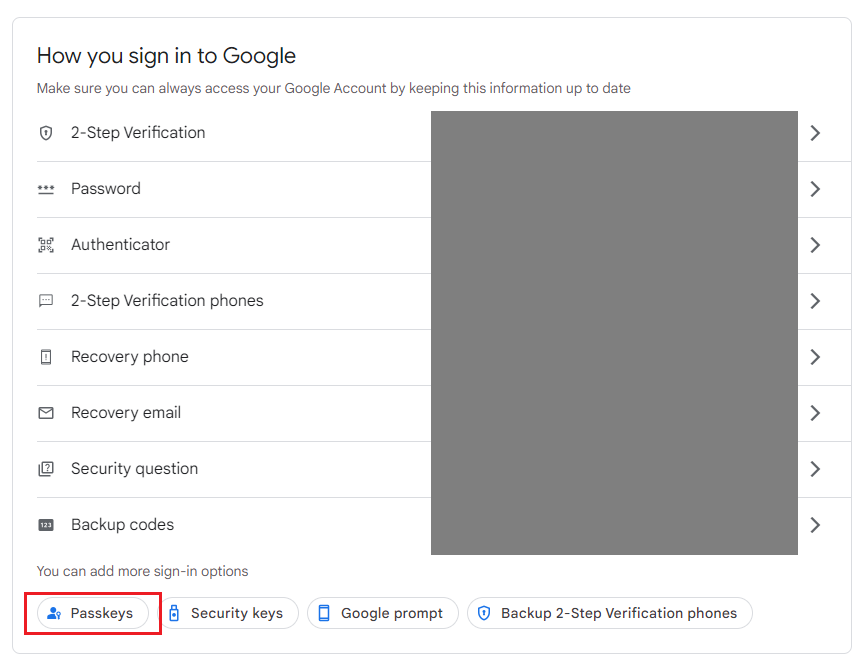 another way to access passkey