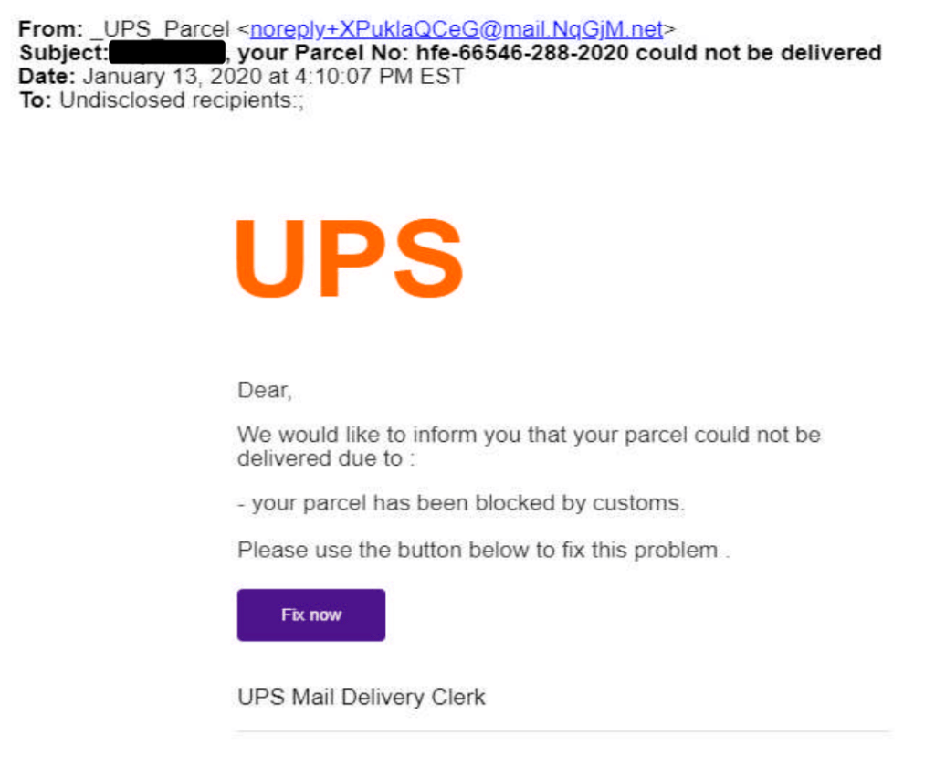 UPS Phishing-Beispiel