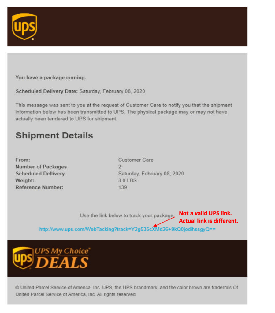 Beispiel eines UPS-Betrugs