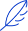 blue outline icon of a feather